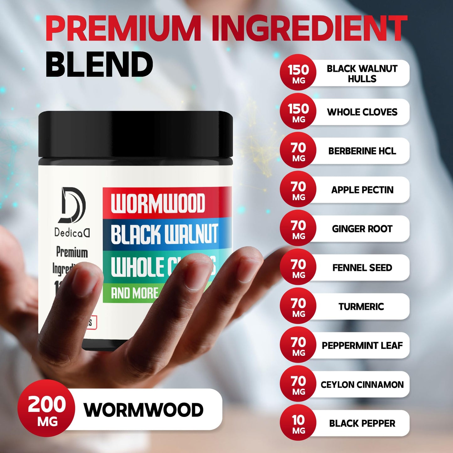 DEDICAD Wormwood Supplement Capsules, 120 Capsules