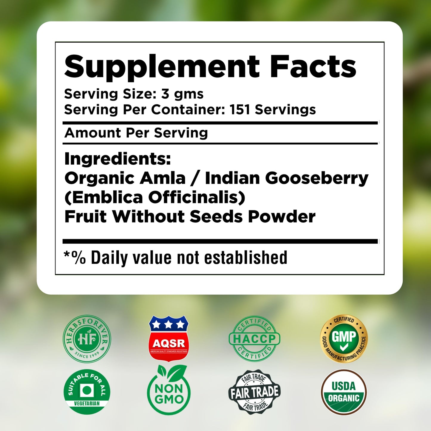 Herbsforever Amla Powder 16 oz Vitamin C