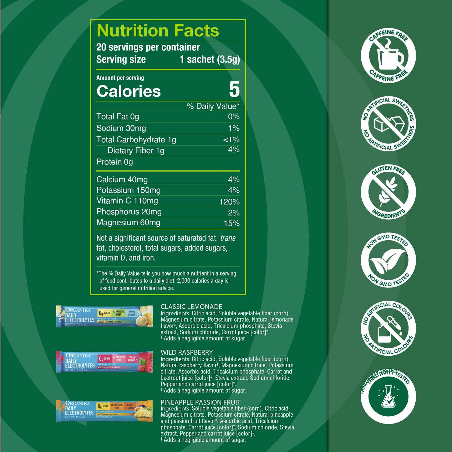 Organika Daily Electrolytes Powder 2.47 oz