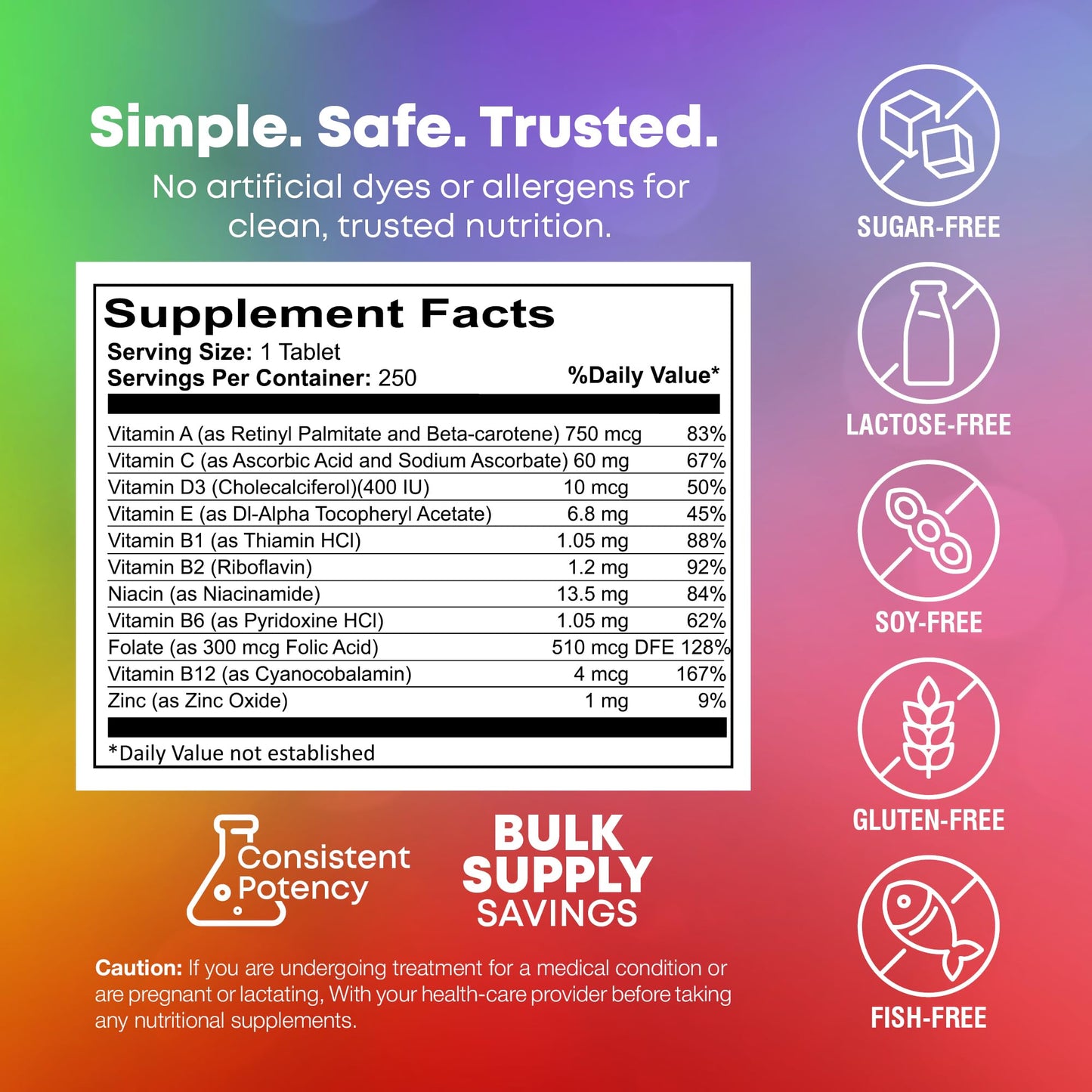 NutraBulk Children's Chewable Multi-Vitamins Tablet, 250 Count