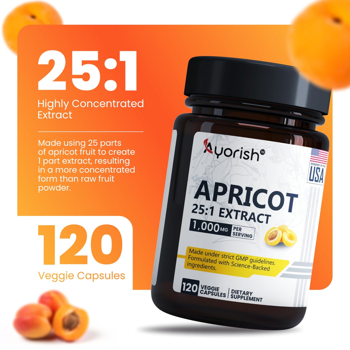 Ayorish Apricot Extract 25:1, 500 mg per Capsule, 120 Capsules