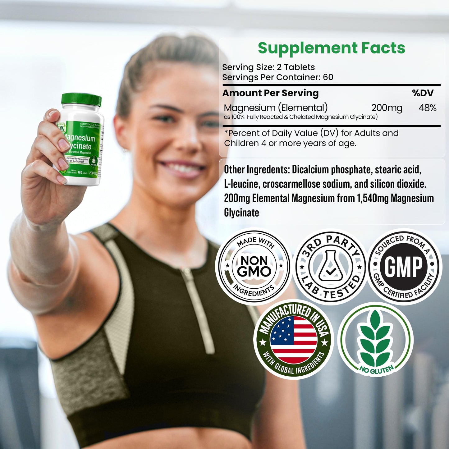 Health Thru Nutrition Magnesium Glycinate 200mg Elemental Tablets 120