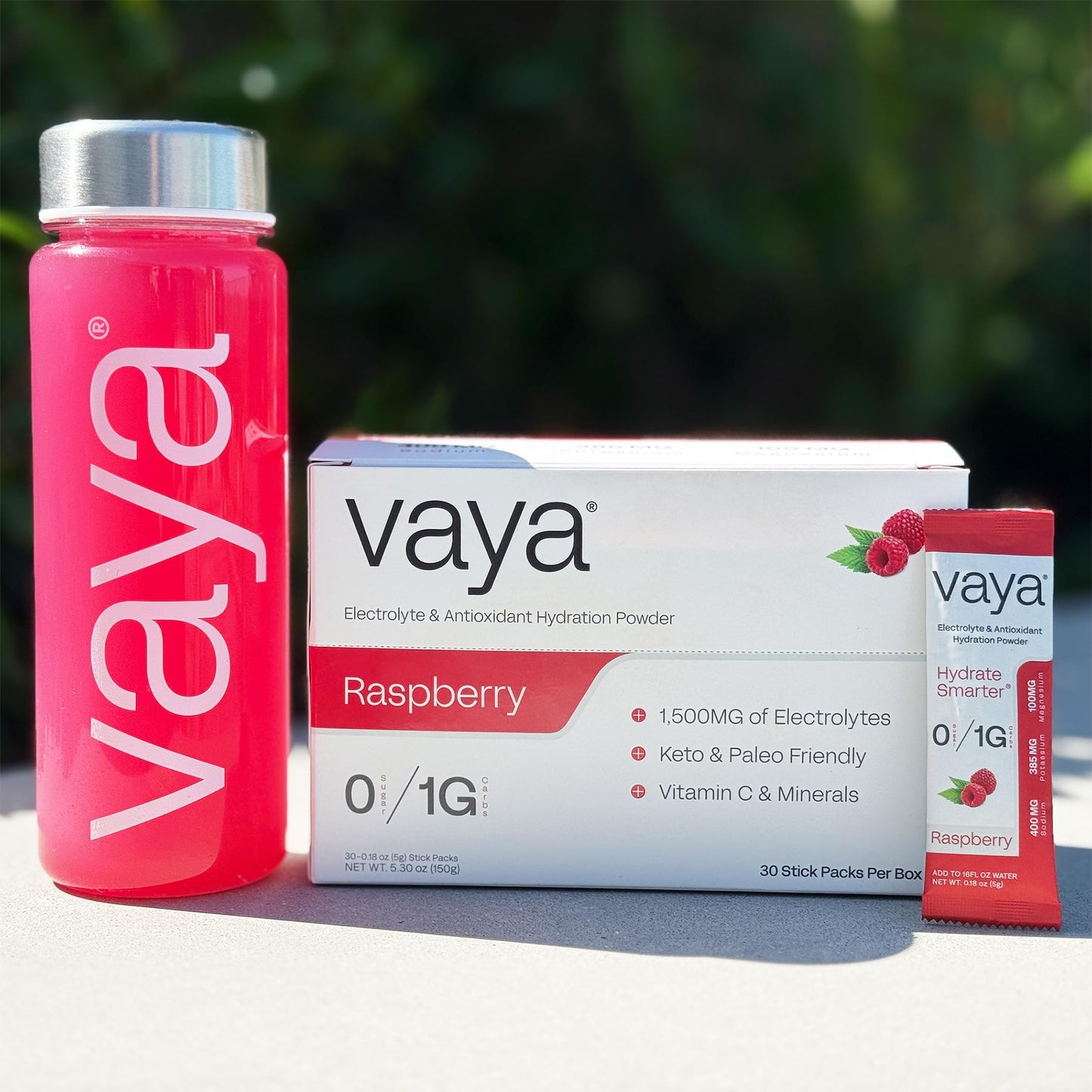 Vaya Sugar Free Electrolyte Powder Packets, Raspberry, 30 Pack