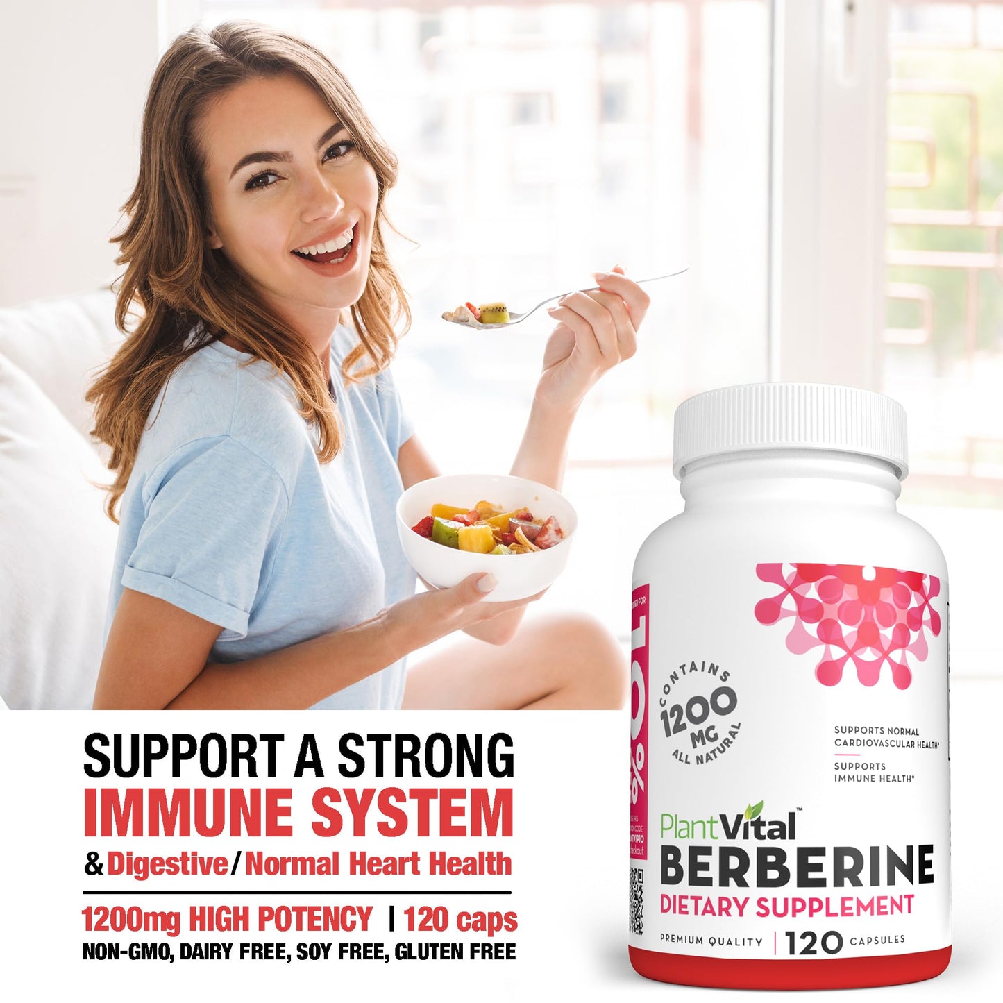 Plantvital Berberine 1200mg Capsule, 120 Count