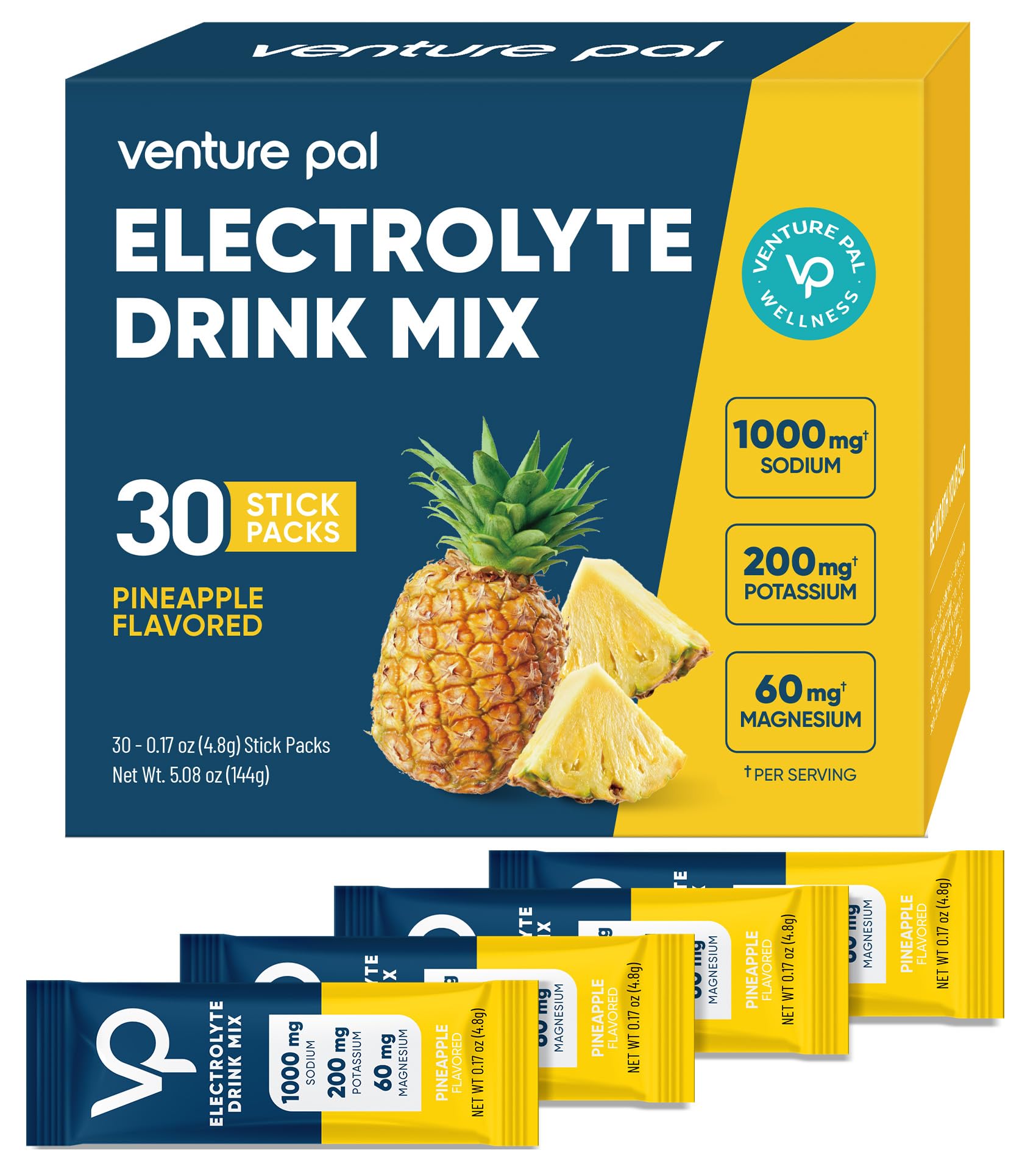 Venture Pal High Sodium Sugar Free Electrolytes Powder Packets, 180 Count