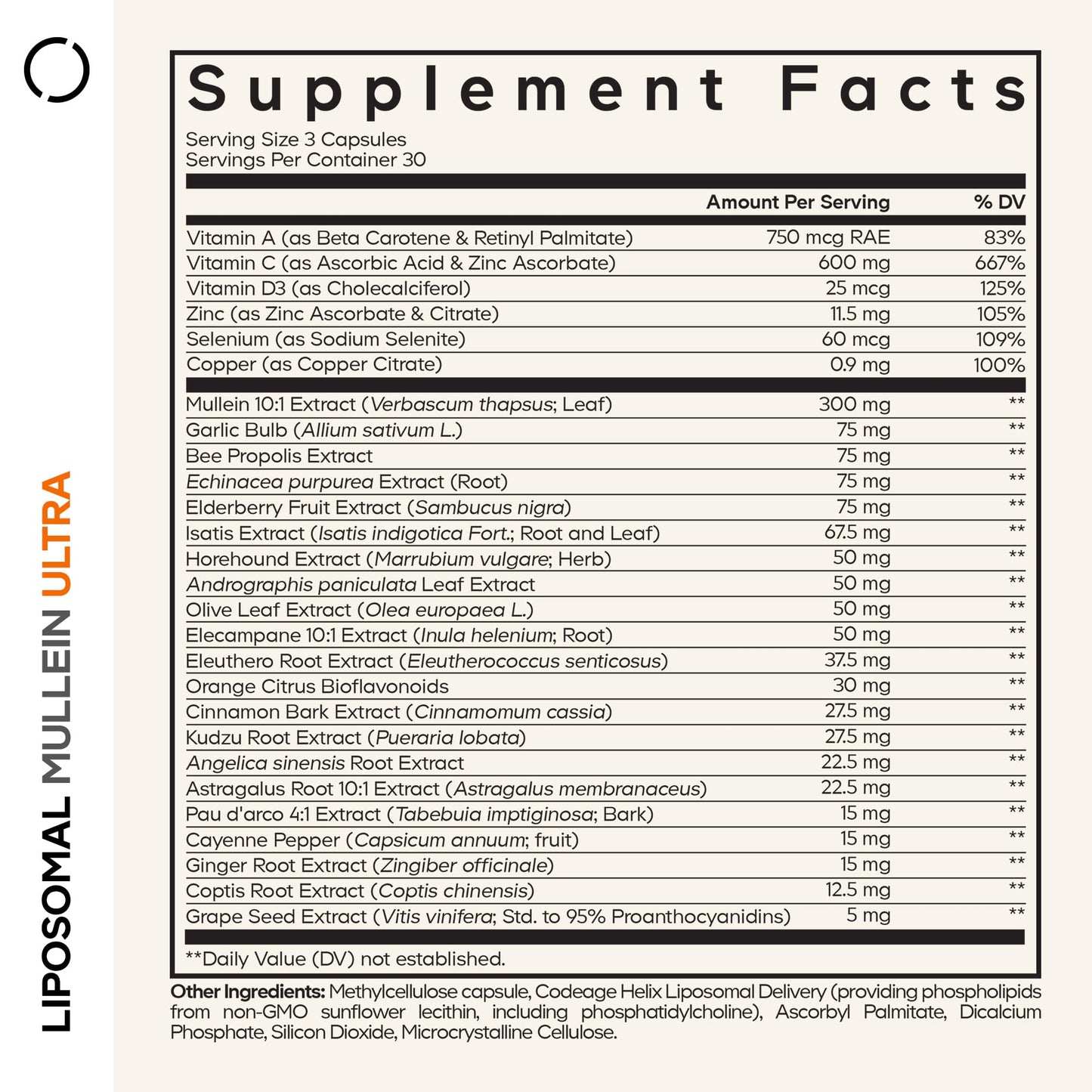 Codeage Liposomal Mullein Ultra with Elderberry and Echinacea Capsules, 90 Count