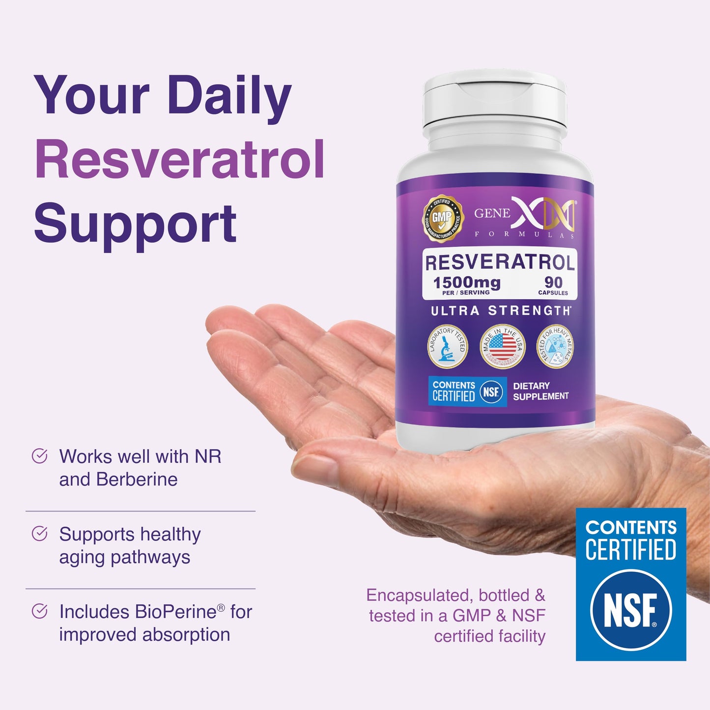 Genex Formulas Resveratrol 1500mg with BioPerine for Absorption Capsules, 270 Capsules