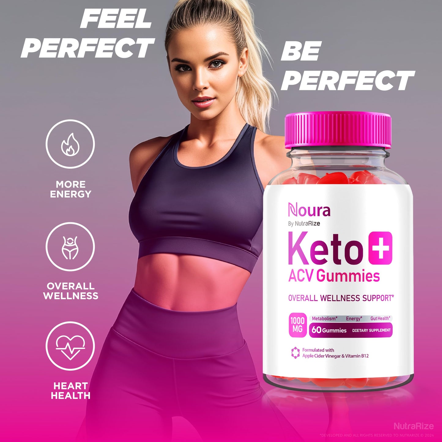 NutraRize Noura Keto+ACV Gummies, 60 Count
