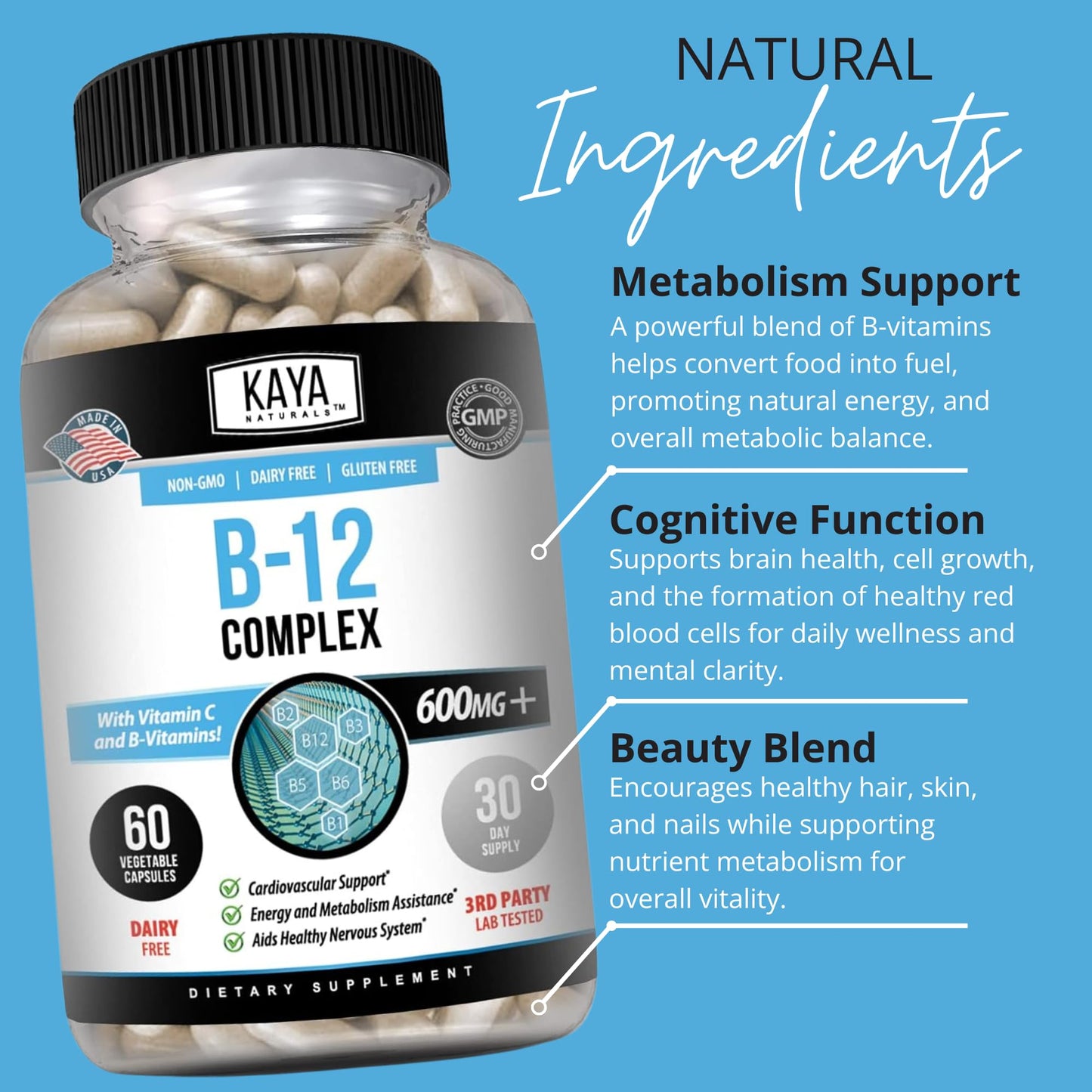 Kaya Naturals B-12 Complex Capsules 120