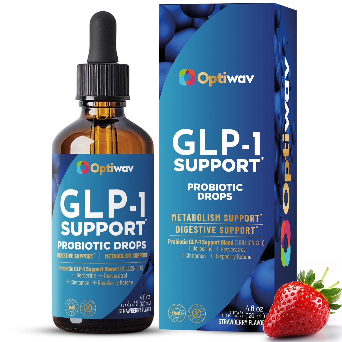 Optiwav GLP-1 Support Probiotic Supplement for Weight Loss Fat Burner Support Capsule, 4 Count