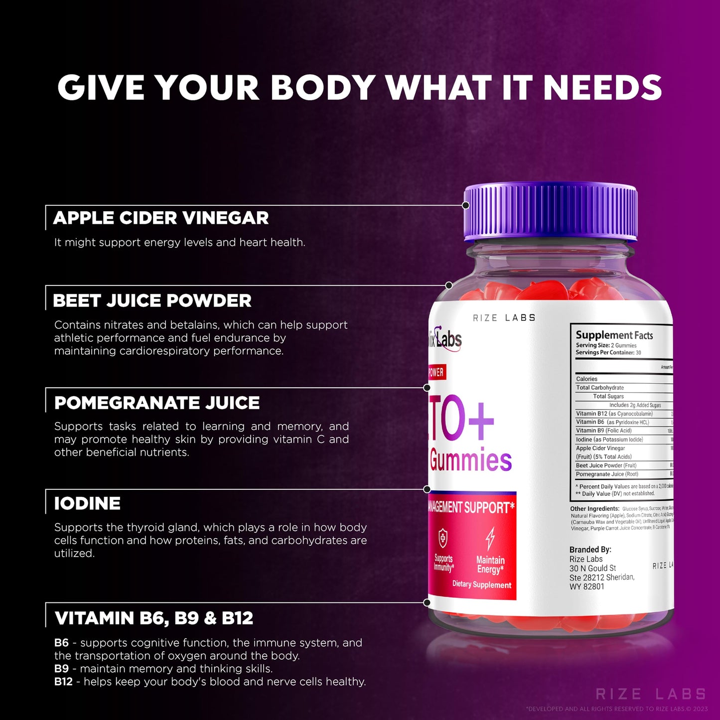 Rize Labs Keto ACV Gummies, 120 Gummies