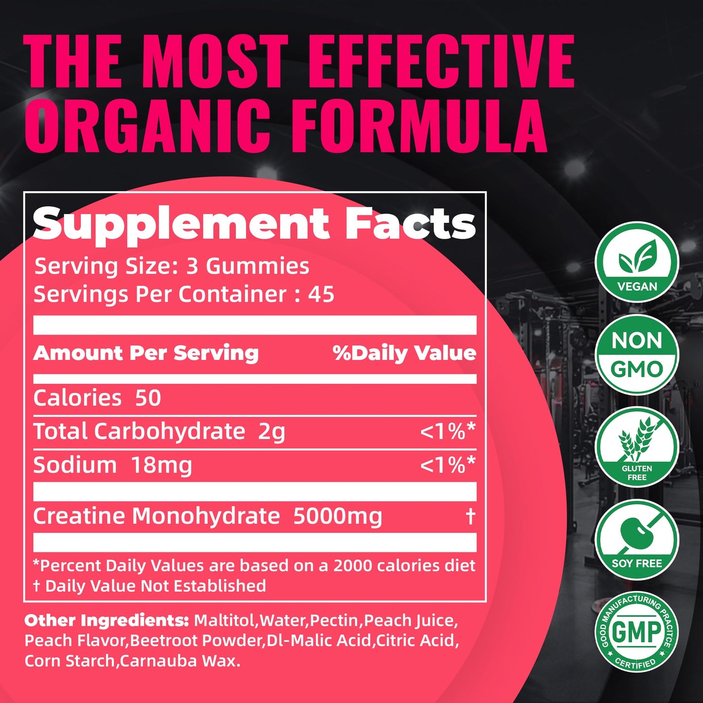 Natures Aid Creatine Monohydrate Gummies, 135 Count