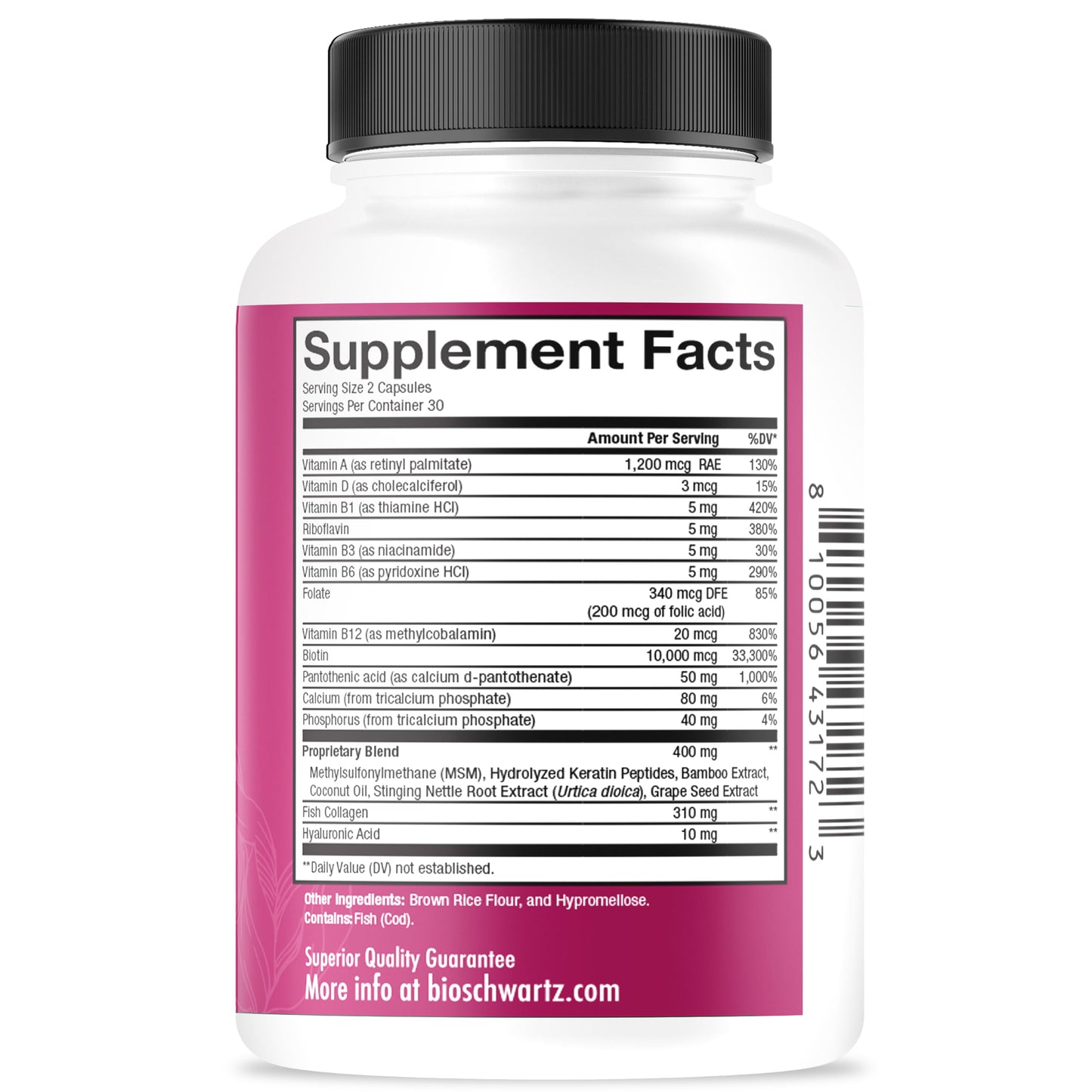 BioSchwartz Biotin Collagen Keratin Supplement Capsule 60 Count