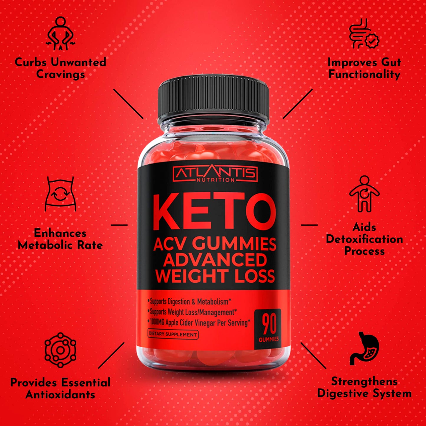 Atlantis Nutrition Keto ACV Gummies 90 Count