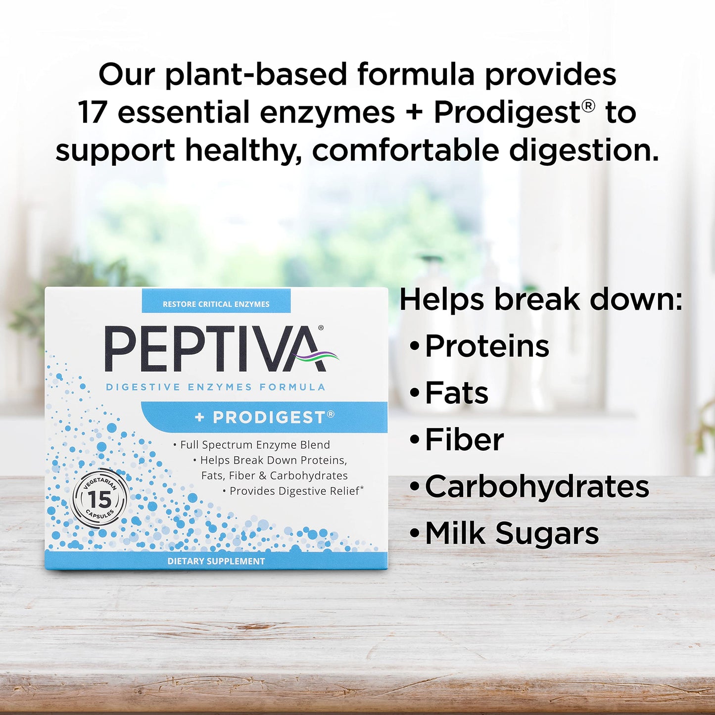 Peptiva Digestive Enzyme Supplement + ProDigest 15 Softgels