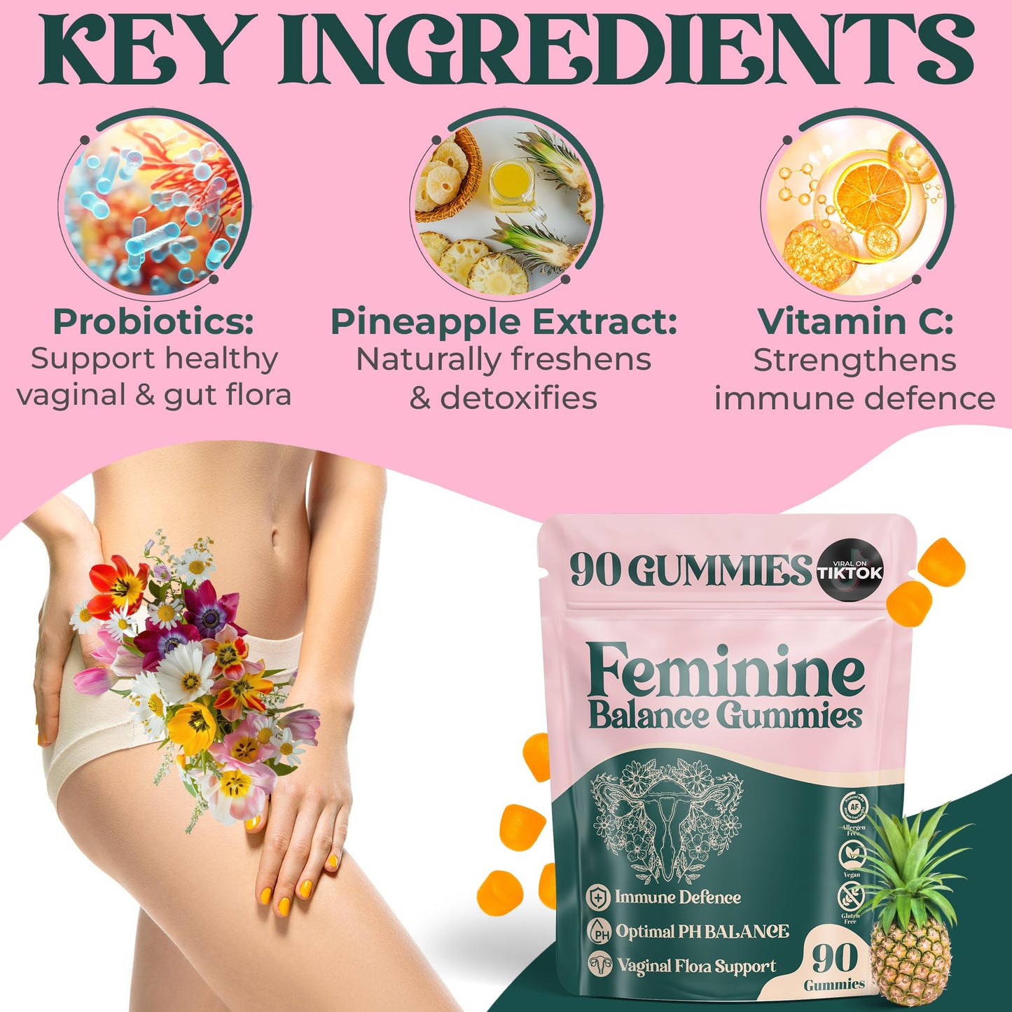 ORGANIC UPLIFT Feminine Balance Gummies, 11 Gummies