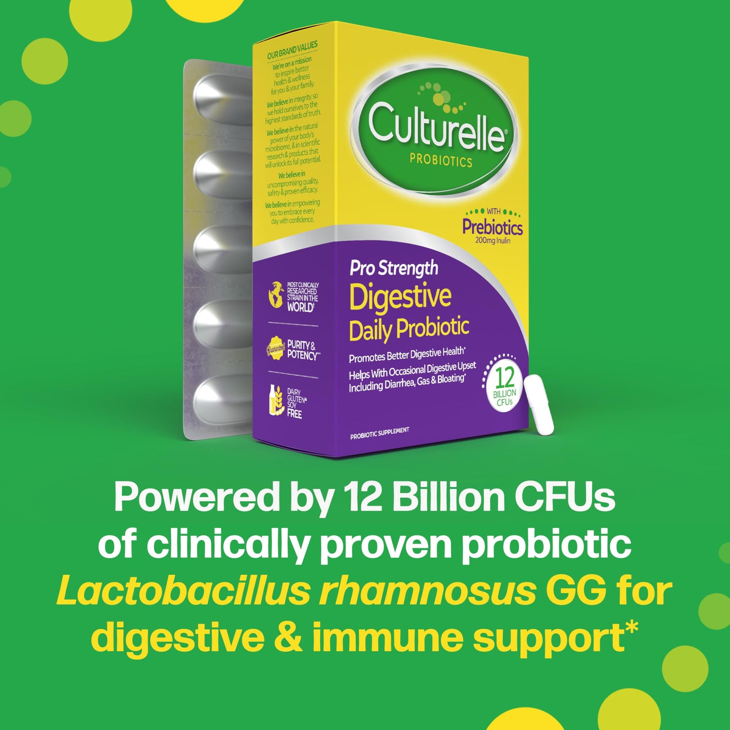 Culturelle Pro Strength Daily Probiotics for Digestive Health Capsules, 60 Count