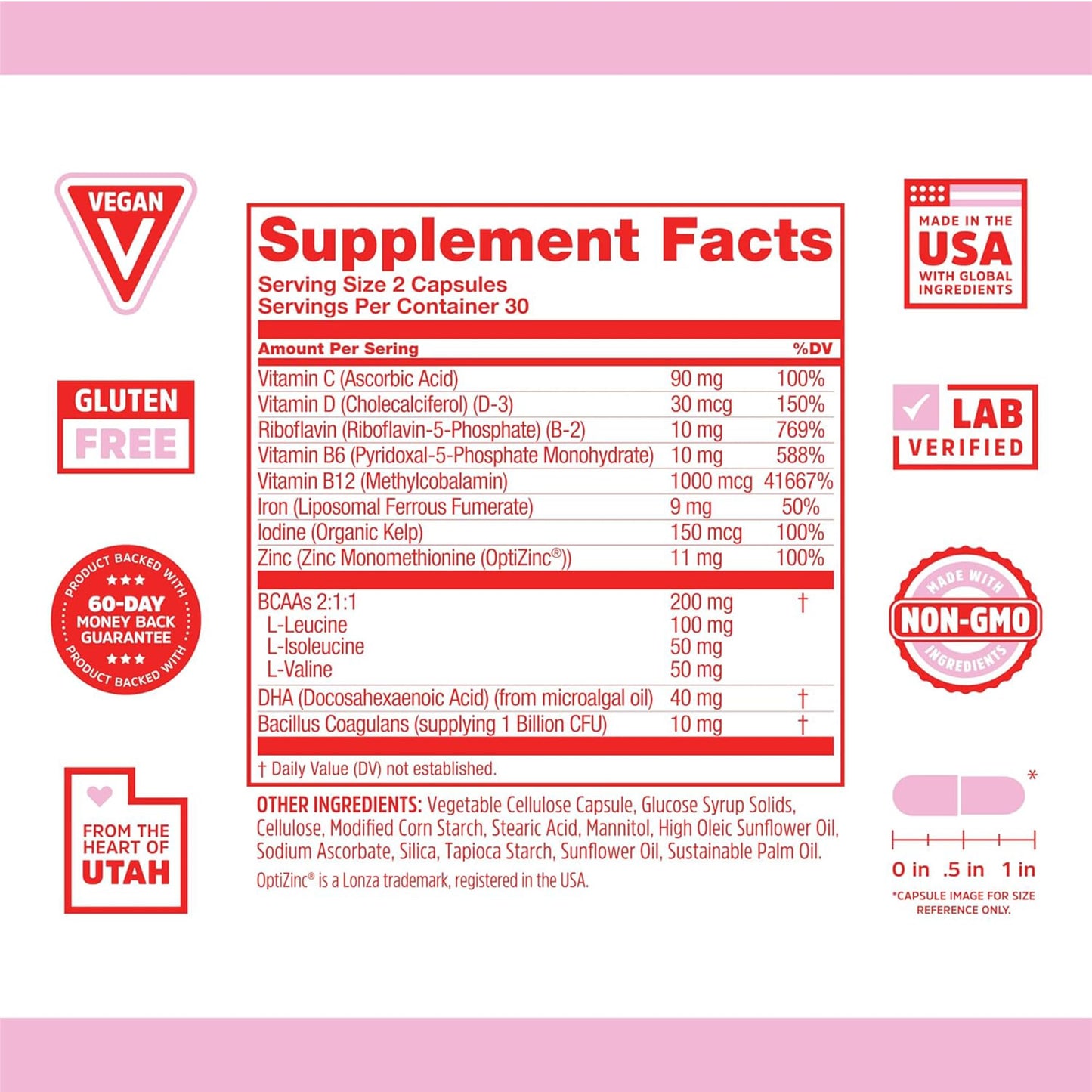 ZHOU Vegan Multivitamin for Women & Men, Capsules, 60 Count