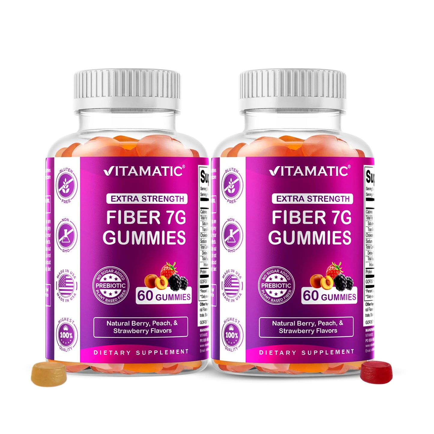 Vitamatic Prebiotic Fiber Gummies for Adults 120 Count