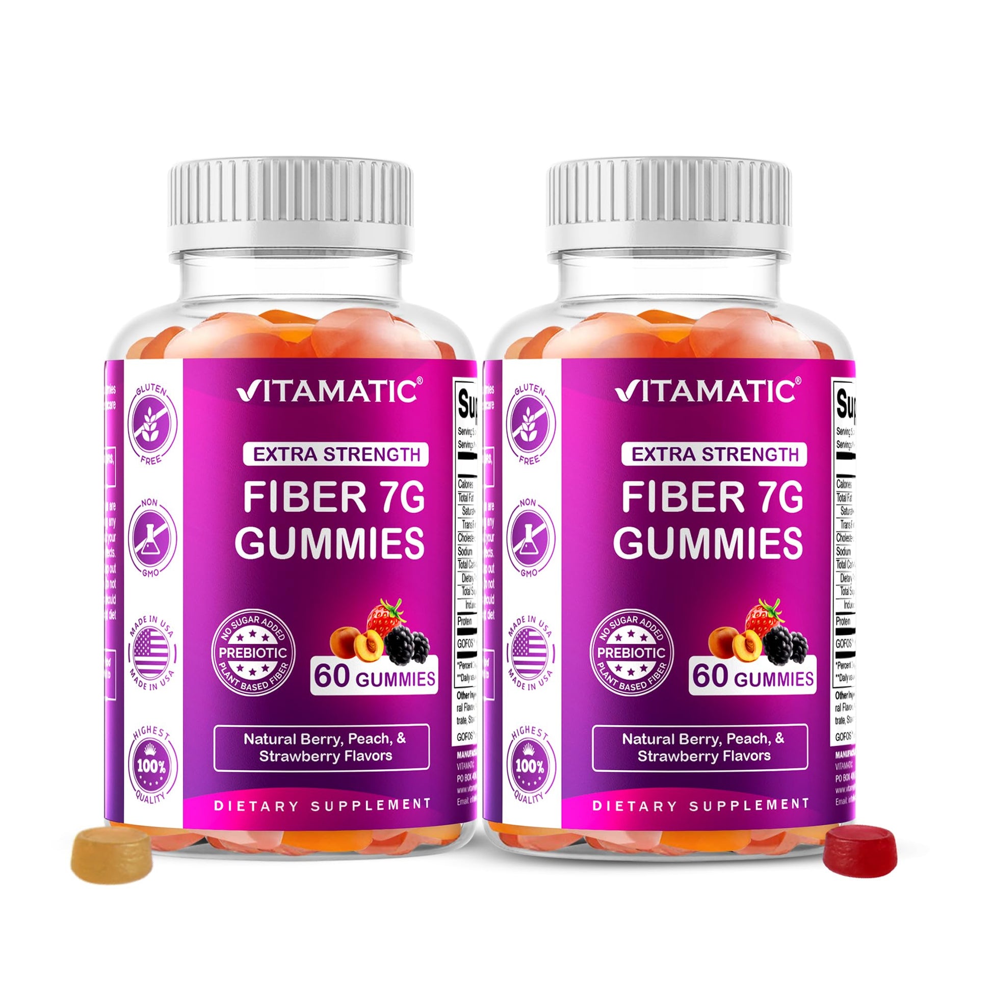 Vitamatic Prebiotic Fiber Gummies for Adults 120 Count