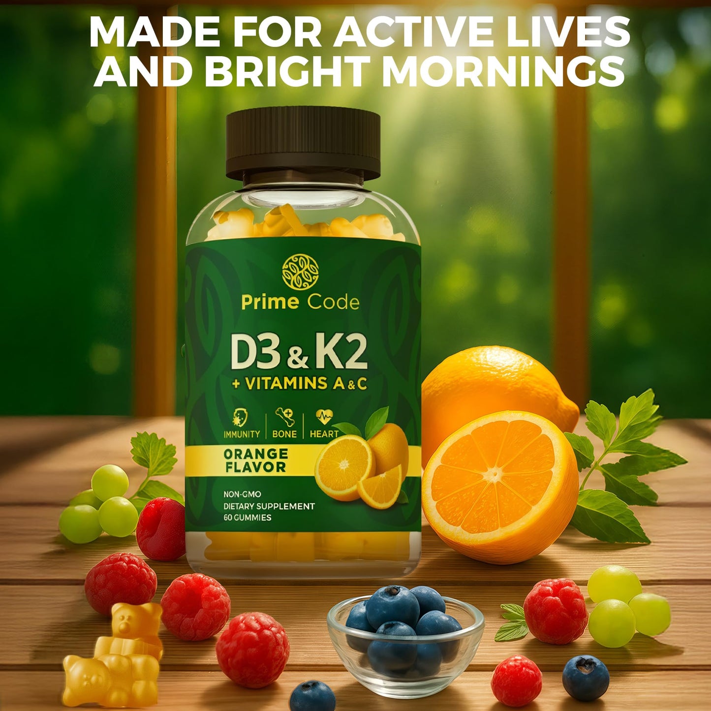 Prime Code Vitamin D3 K2 Gummies 60 Count