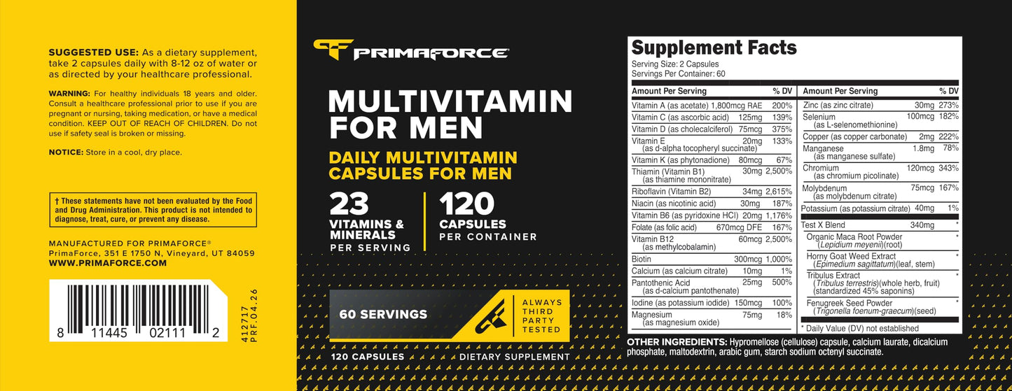 Primaforce Multivitamin for Men Capsules, 120 Count