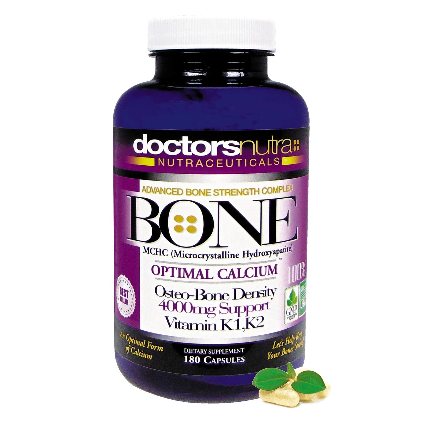Doctors Nutra Nutraceuticals Calcium 1000 mg with 4000 mg MCHC Capsules, 180 Count