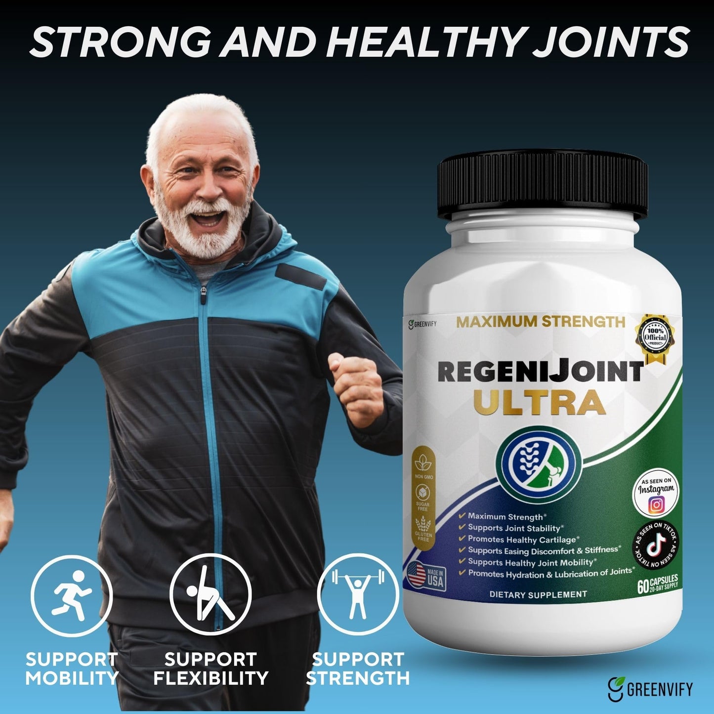 GREENVIFY RegeniJoint Ultra Maximum Strength Joint Support Supplement Capsule, 60 Count