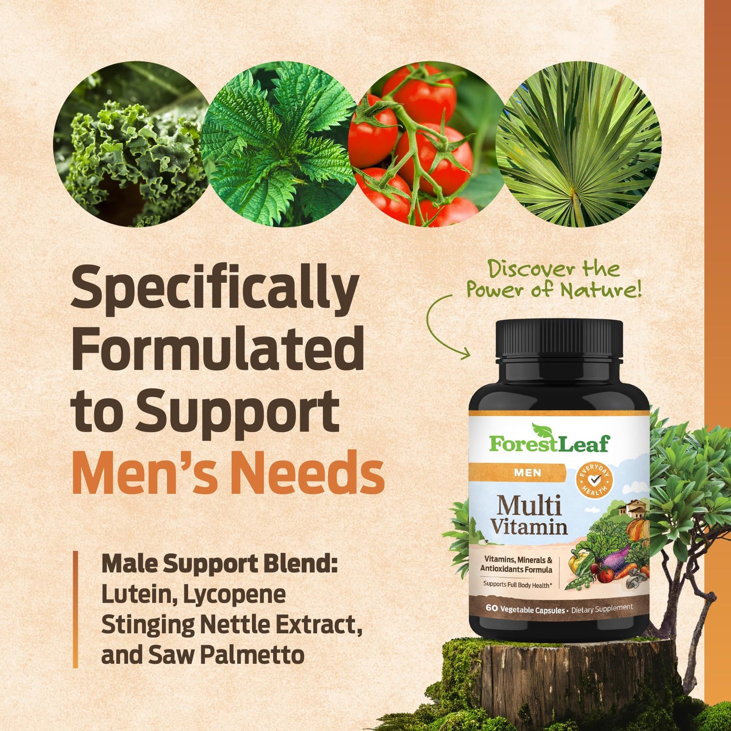 ForestLeaf Daily Vitamin Multivitamin for Men Capsules, 60 Capsules