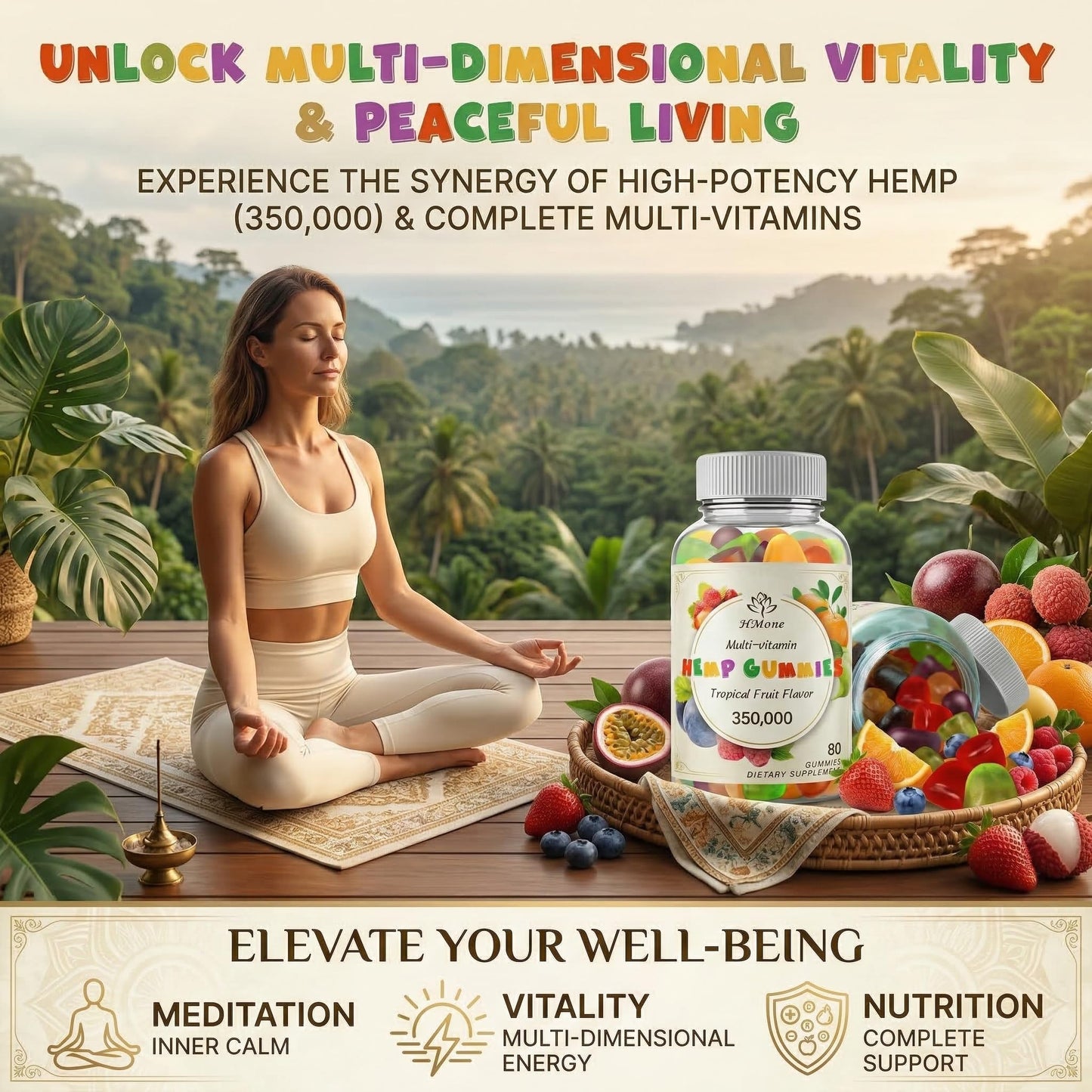 HMone Hemp Gummies for Pain, Sleep, Anxiety 160 Gummies