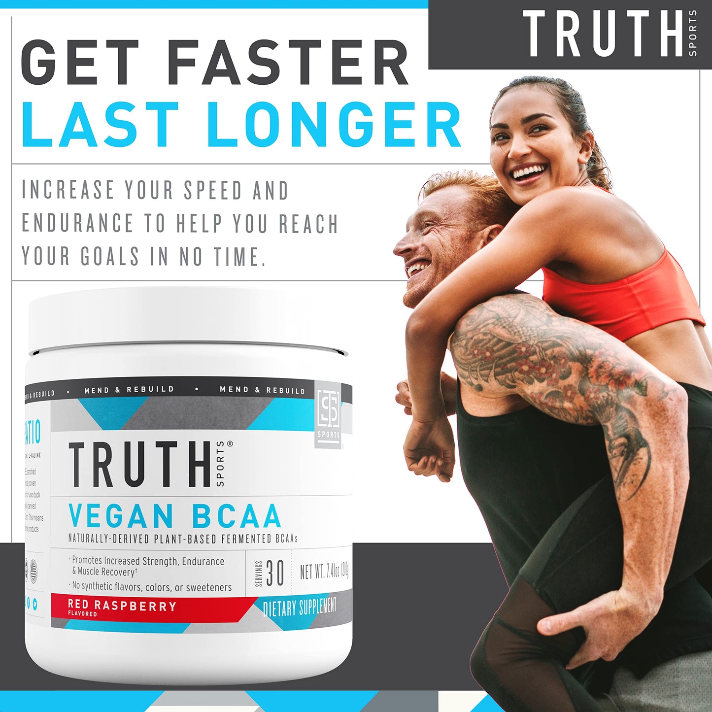 Truth Nutrition Vegan BCAA Powder 2:1:1 Ratio Natural BCAAs Amino Acids 7.7 Ounce