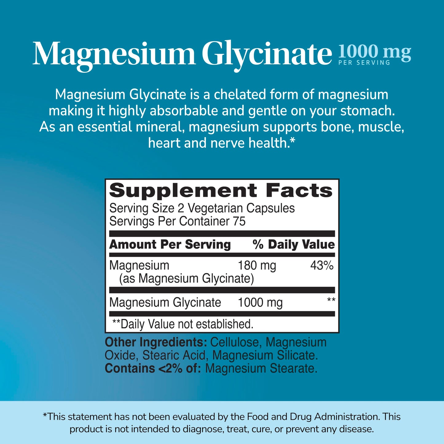 21st Century Magnesium Glycinate 1000mg Capsules 150