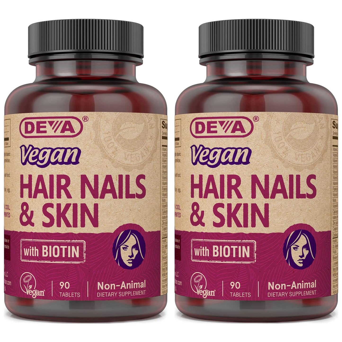 DEVA Vegan Vitamins Hair, Nails & Skin Biotin Supplement Tablets 180