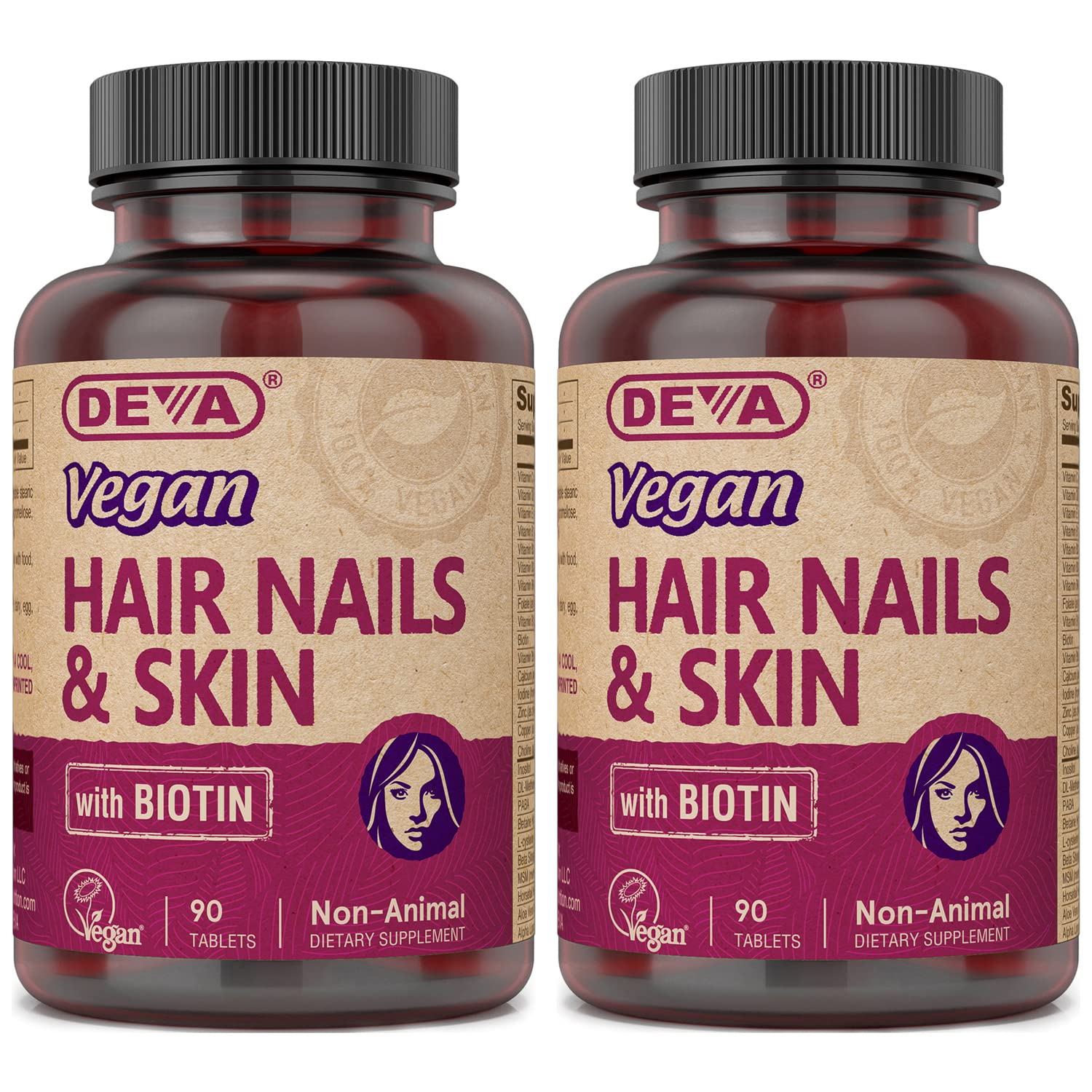 DEVA Vegan Vitamins Hair, Nails & Skin Biotin Supplement Tablets 180
