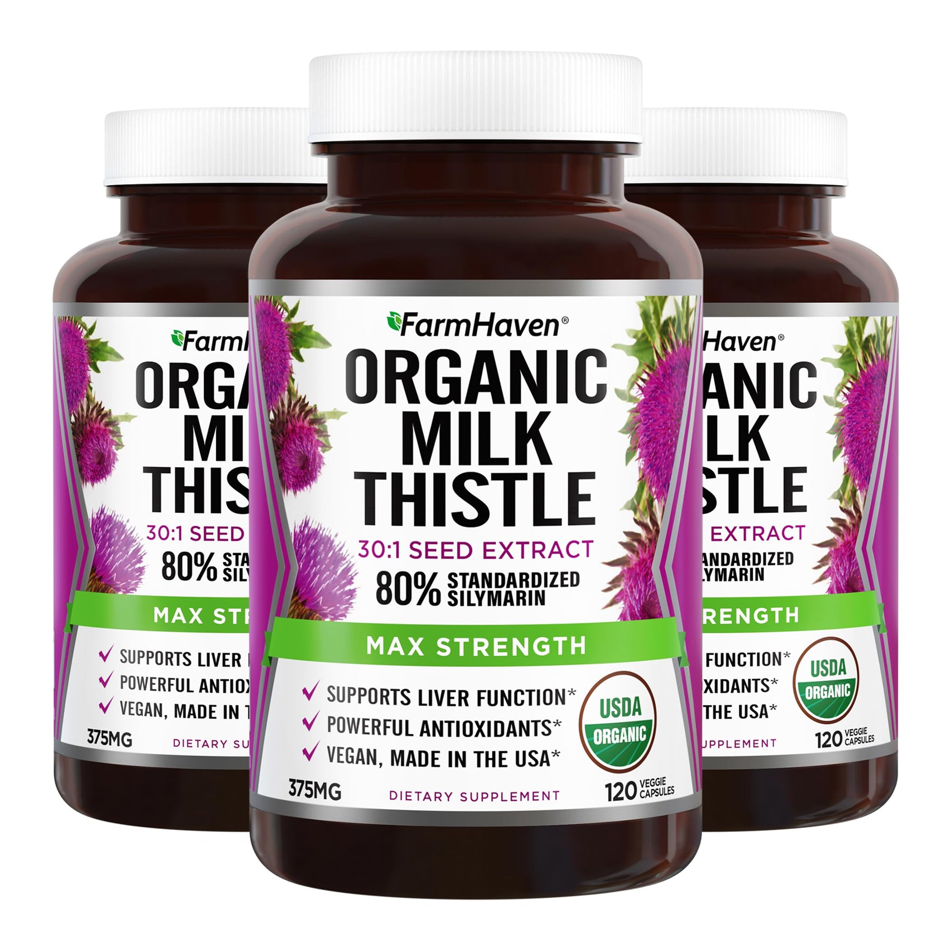FarmHaven USDA Organic Milk Thistle Capsules 360 Capsules