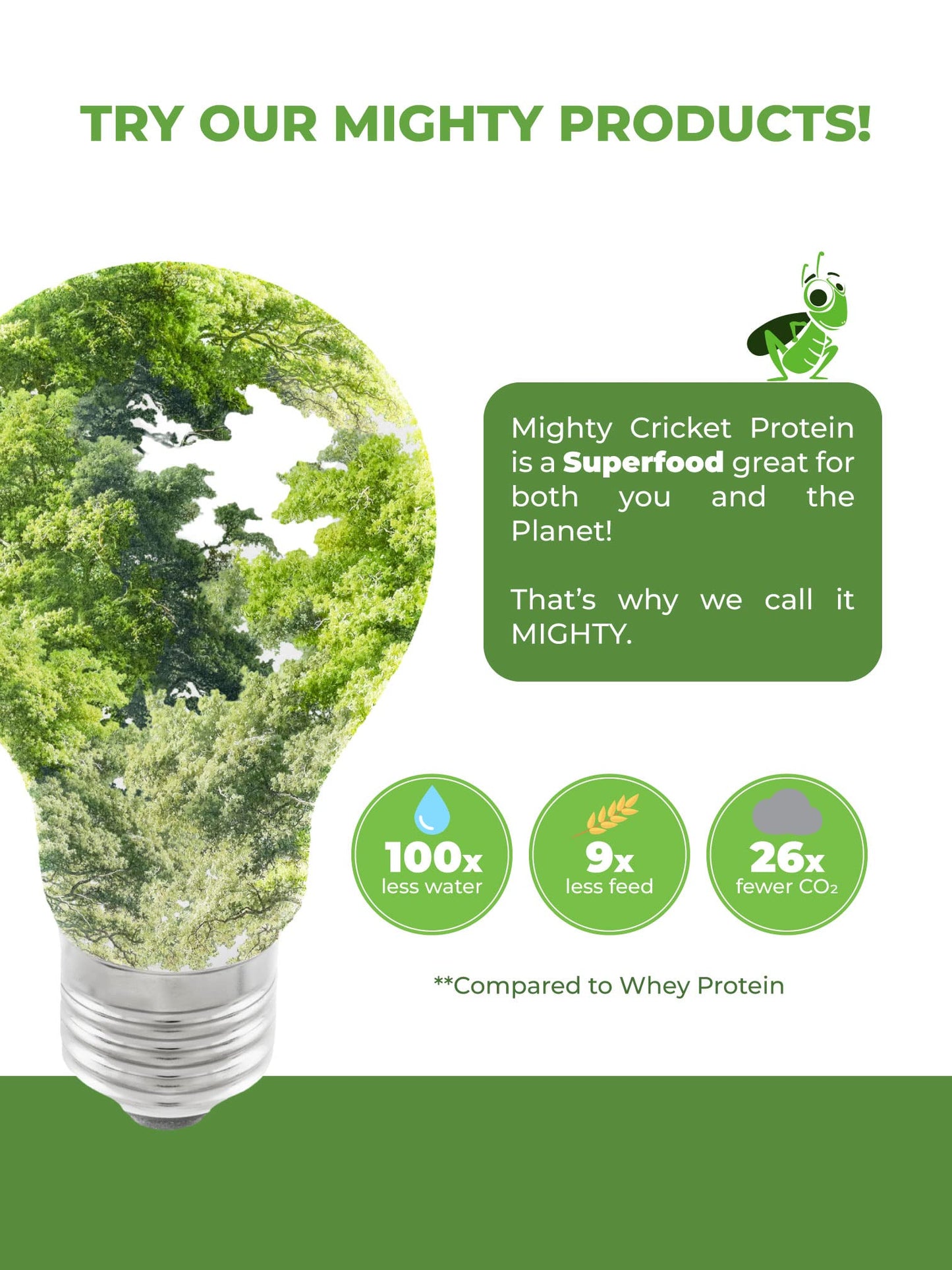 Mighty Cricket Protein Powder - Cricket Flour, High Protein, Gluten Free, Dairy Free, Soy Free, 1 lb