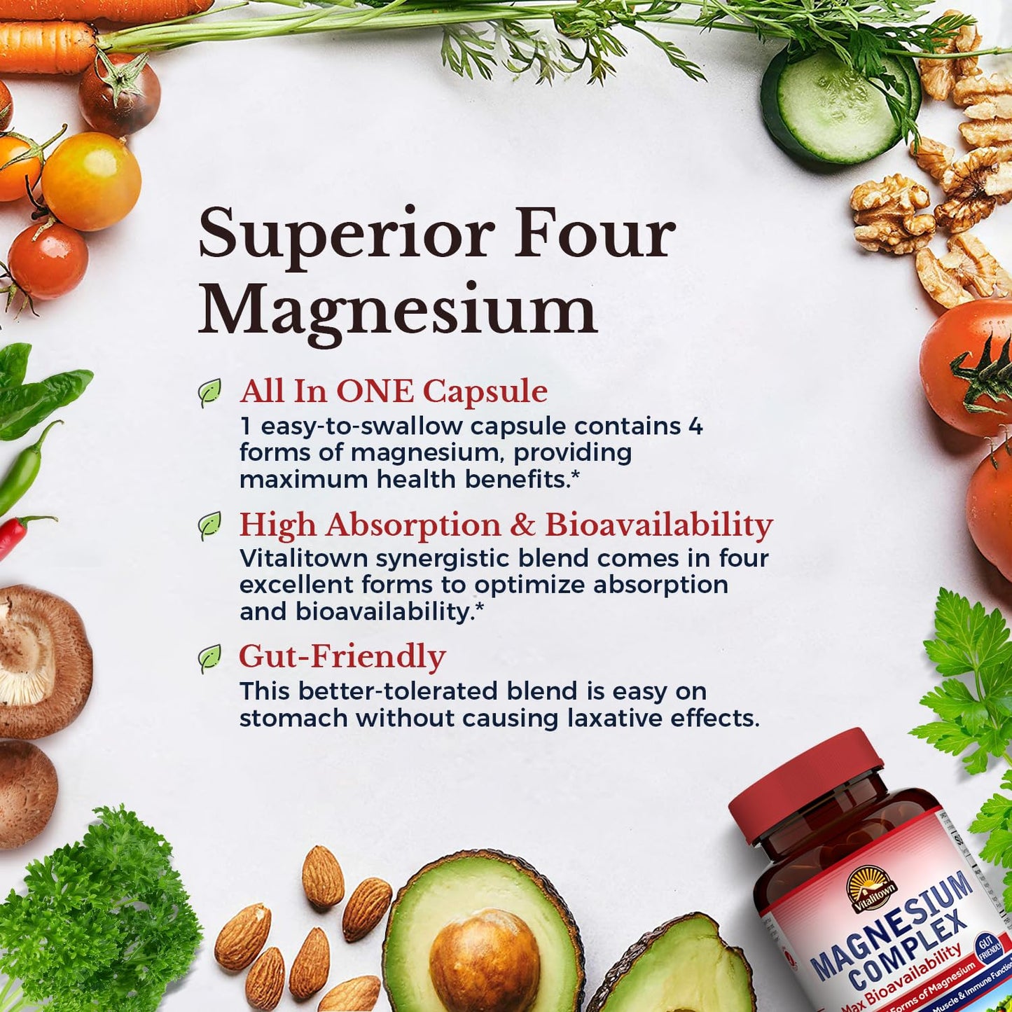 Vitalitown Magnesium Complex & Vitamin D3 K2 Bundle Capsules, 210