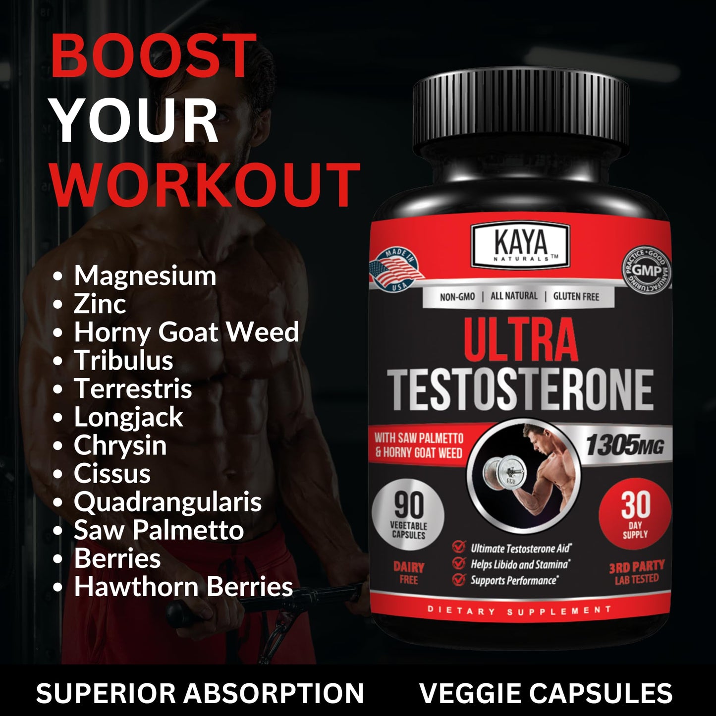 Kaya Naturals Ultra Testosterone Capsule 180 Count