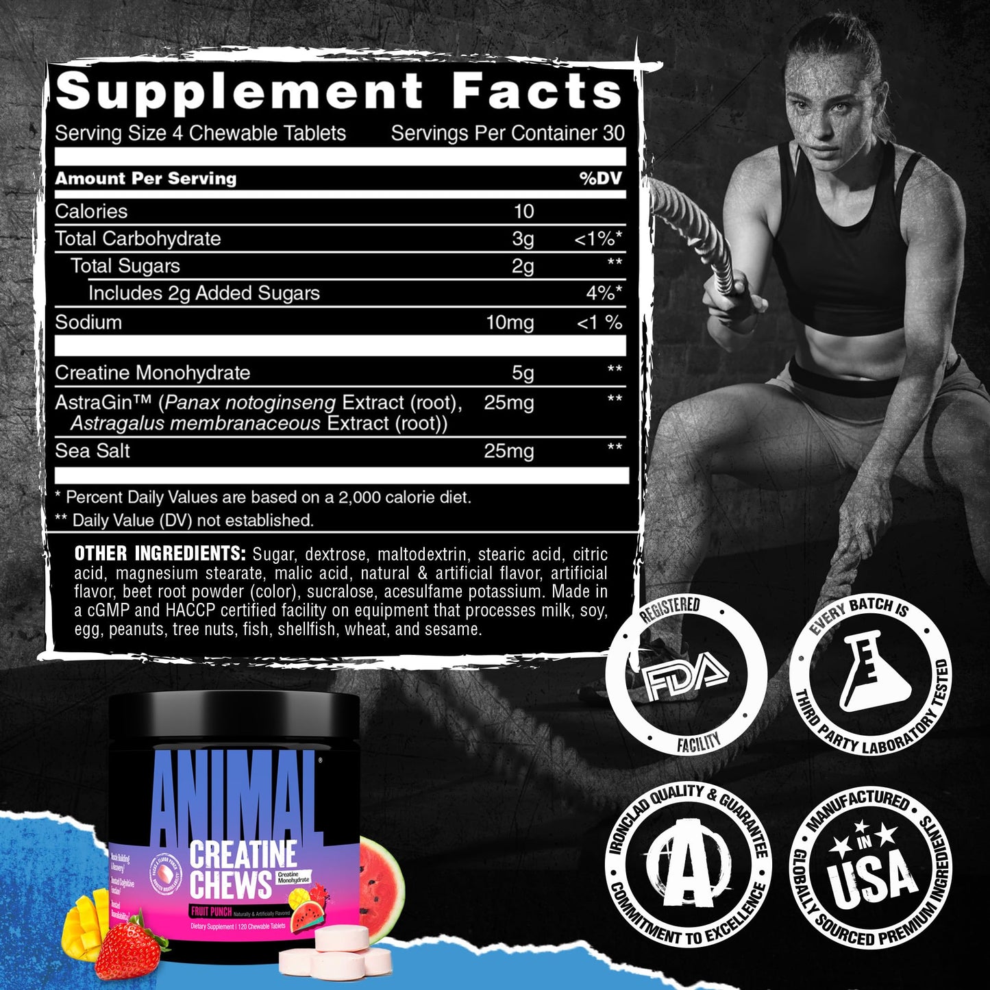 Animal Creatine Chewable Tablets 120 Count