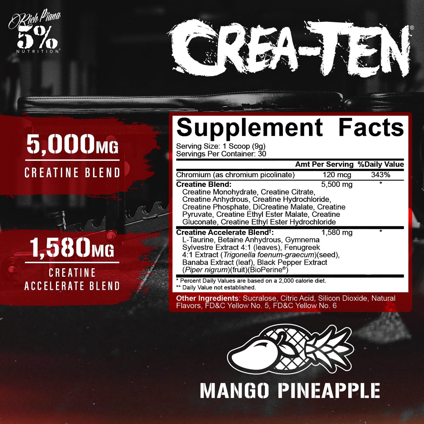 5% Nutrition CreaTEN Creatine Complex + Accelerators Powder 7.94 Ounce