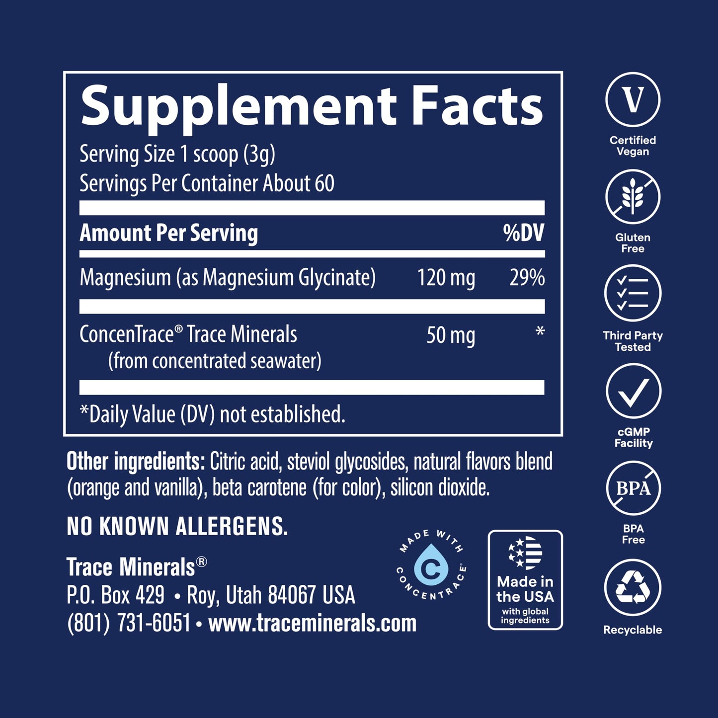 Trace Minerals Magnesium Glycinate Powder 6.35 Ounce