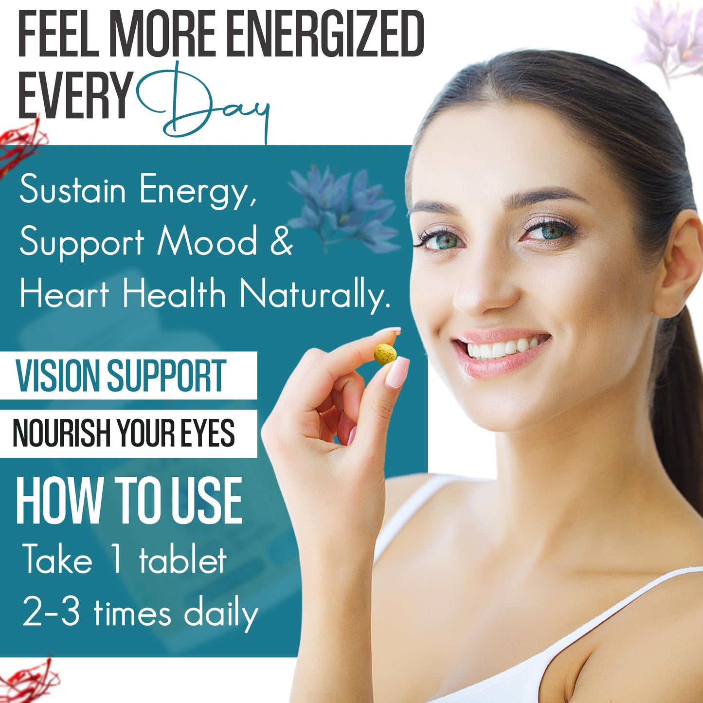 EXIR Saffron Dietary Supplement Mood Support Tablets, 60-Count