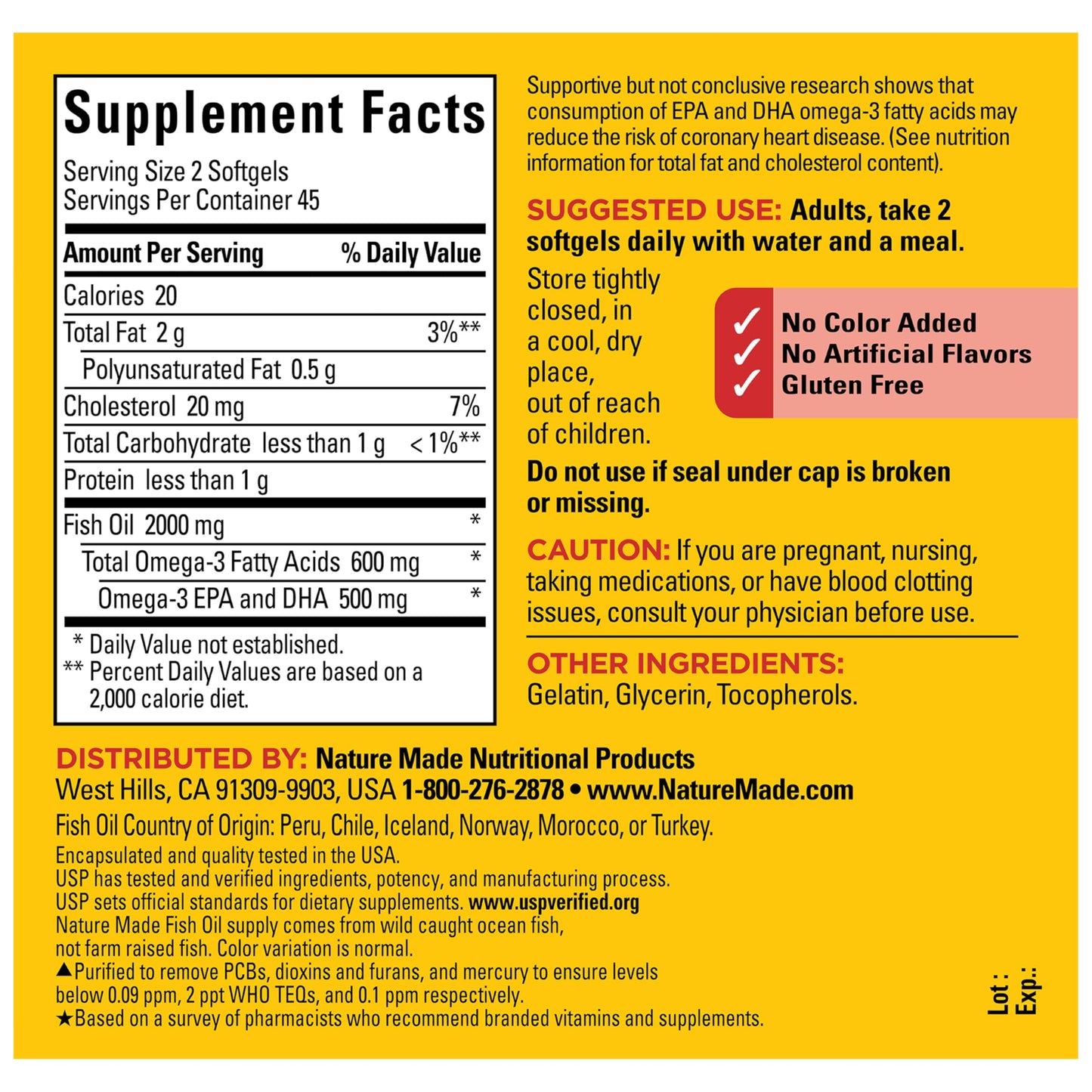 Nature Made Fish Oil Omega-3 Softgels, 90 Count