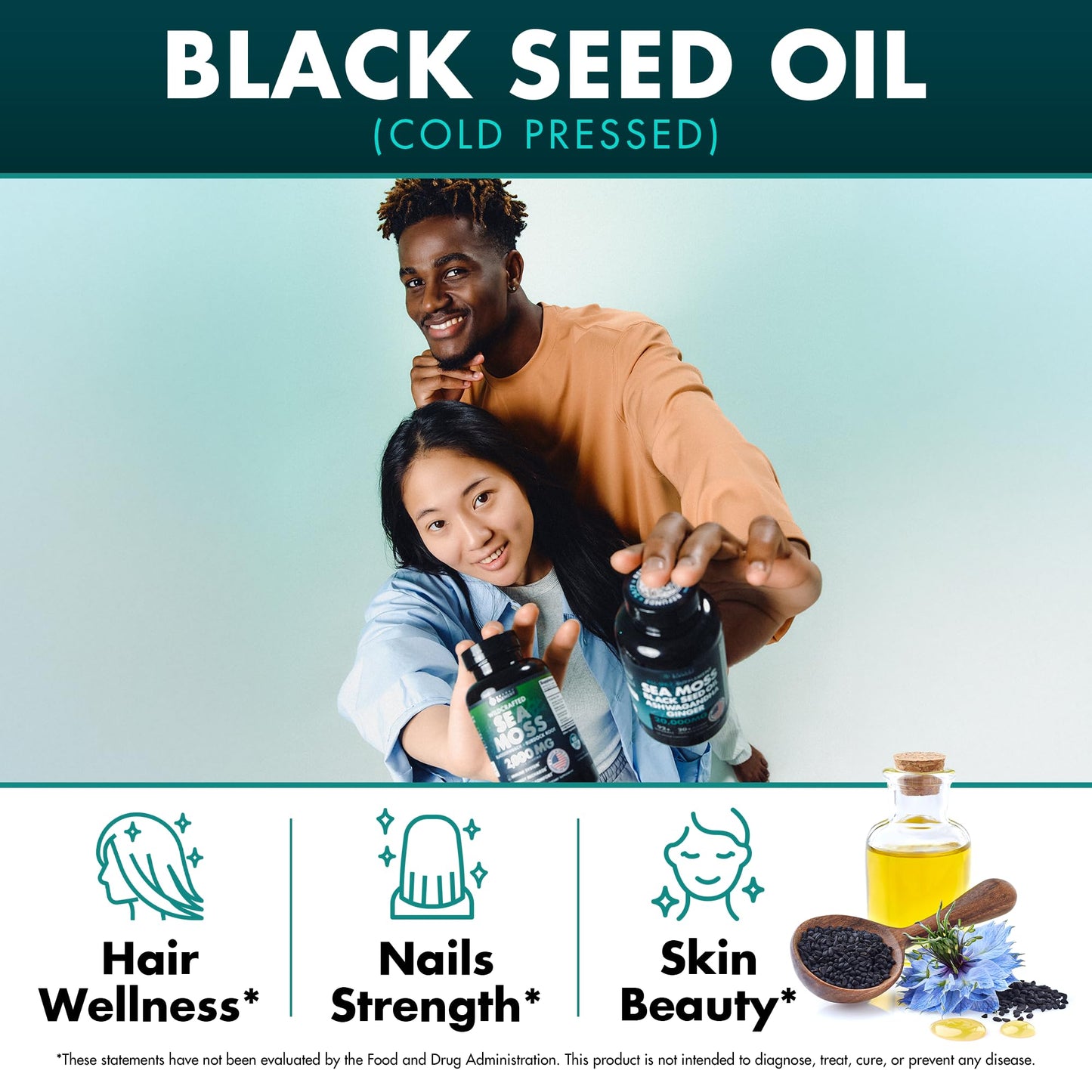 Secret Element Irish Sea Moss Black Seed Oil Ashwagandha Ginger All in One Supplement Capsules 240