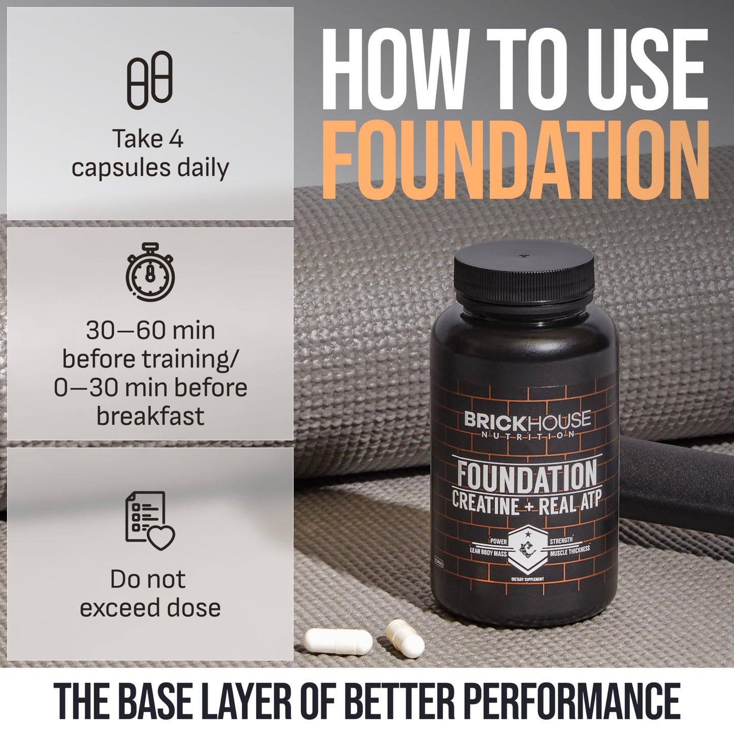 BRICKHOUSE NUTRITION Foundation Creatine for Men with Peak ATP, Powder, 5 oz
