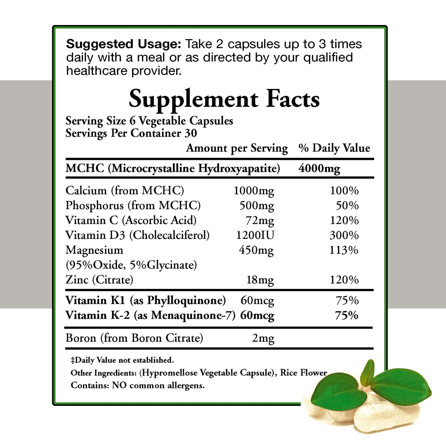 Doctors Nutra Nutraceuticals Calcium 1000 mg with 4000 mg MCHC Capsules, 180 Count