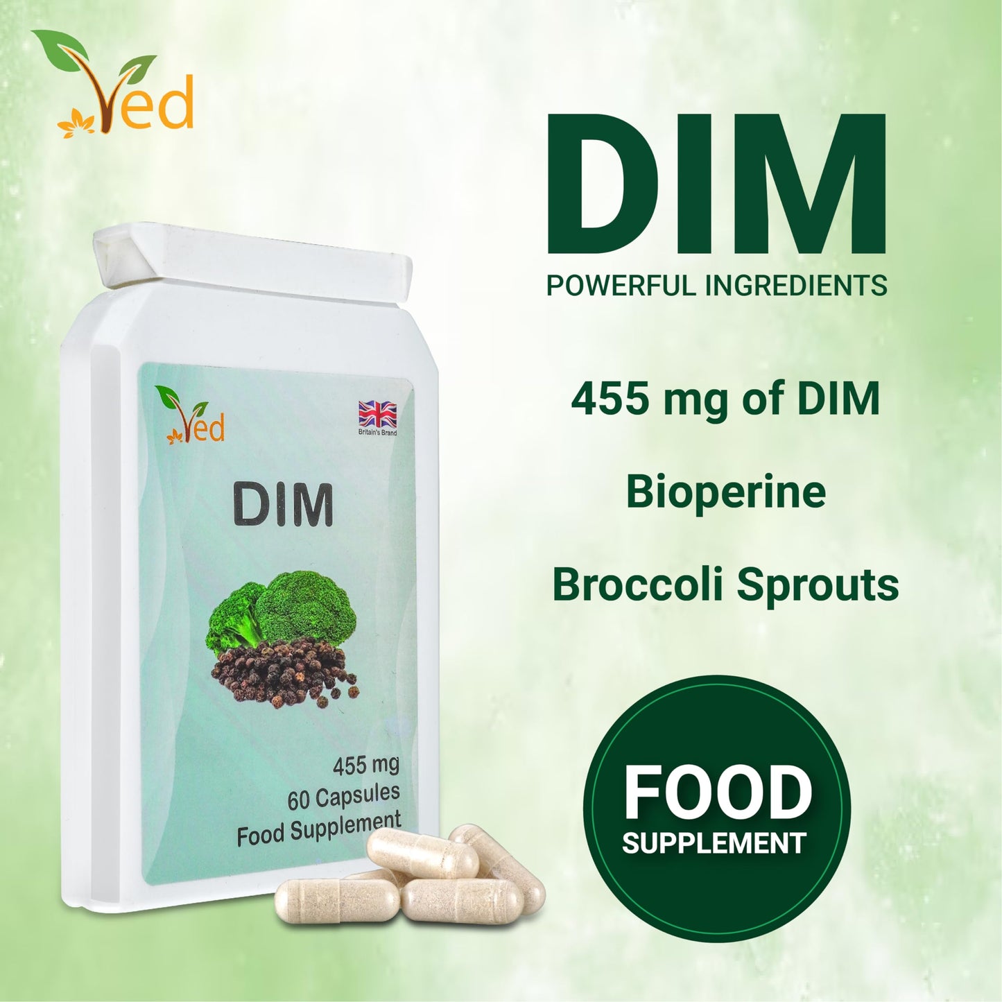 Ved DIM 455 mg per Serving Capsules, 60 Count