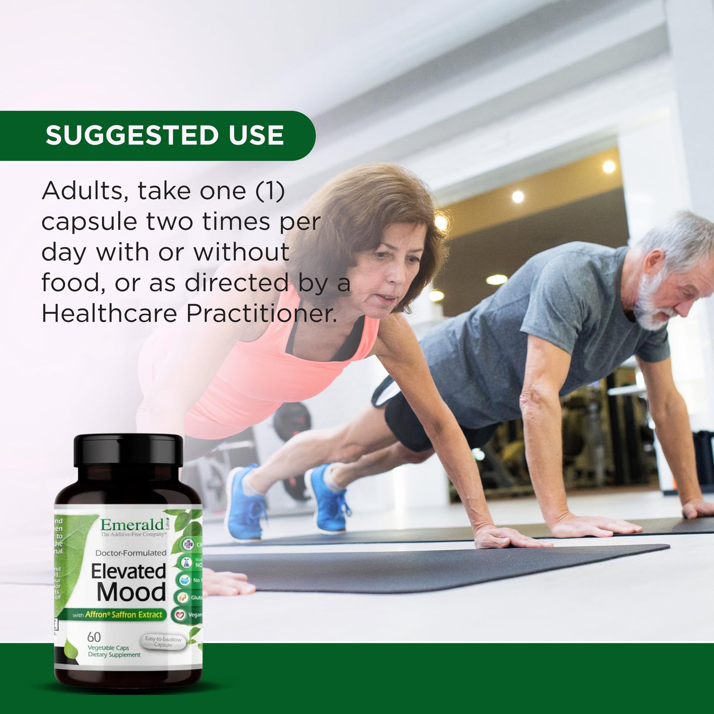 Emerald Labs Elevated Mood Stress Management Supplement with Sensoril Ashwagandha Extract & Affron Saffron Extract, 60 Capsules