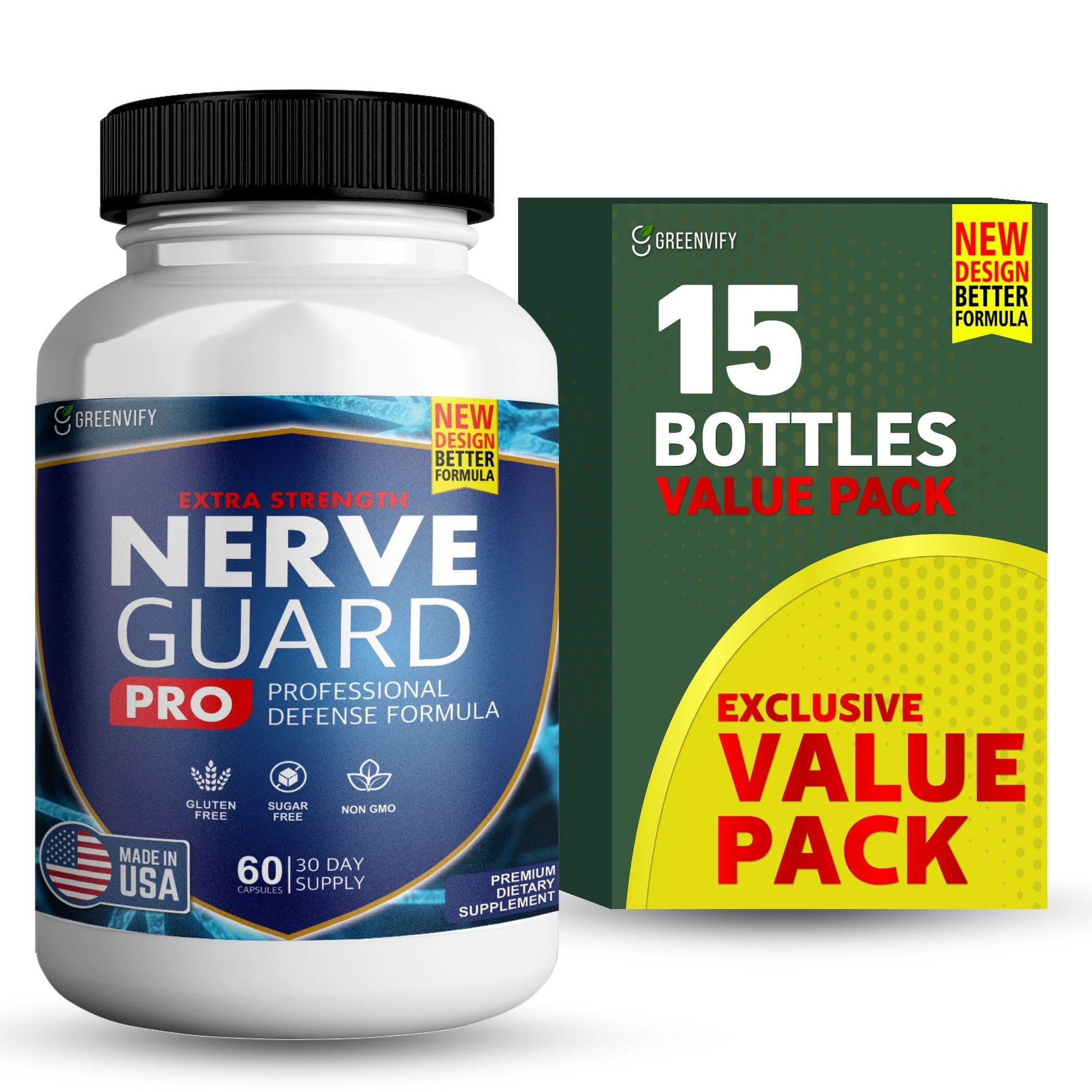 Nerve Shield Plus Nerve Guard Plus Pro - Advanced Nerve Formula with Essential Ingredients for Relief and Comprehensive Long-Term Support of Nerve Health 60 Capsules