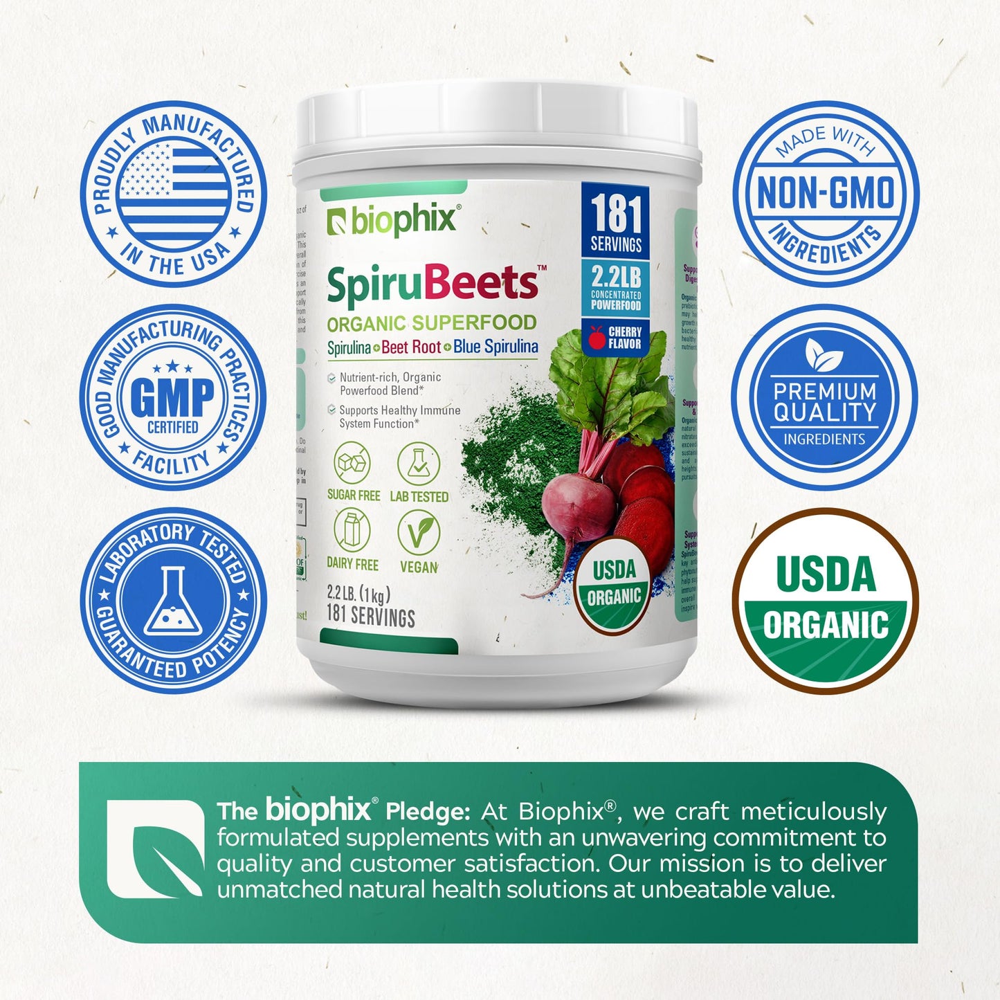 biophix SpiruBeets Organic Spirulina Beet Root Powder 35.2